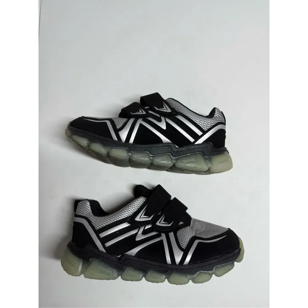 Athletic Works Shoes Two Strap Sneakers Black Hook And Loop Comfort Sz 4 Youth